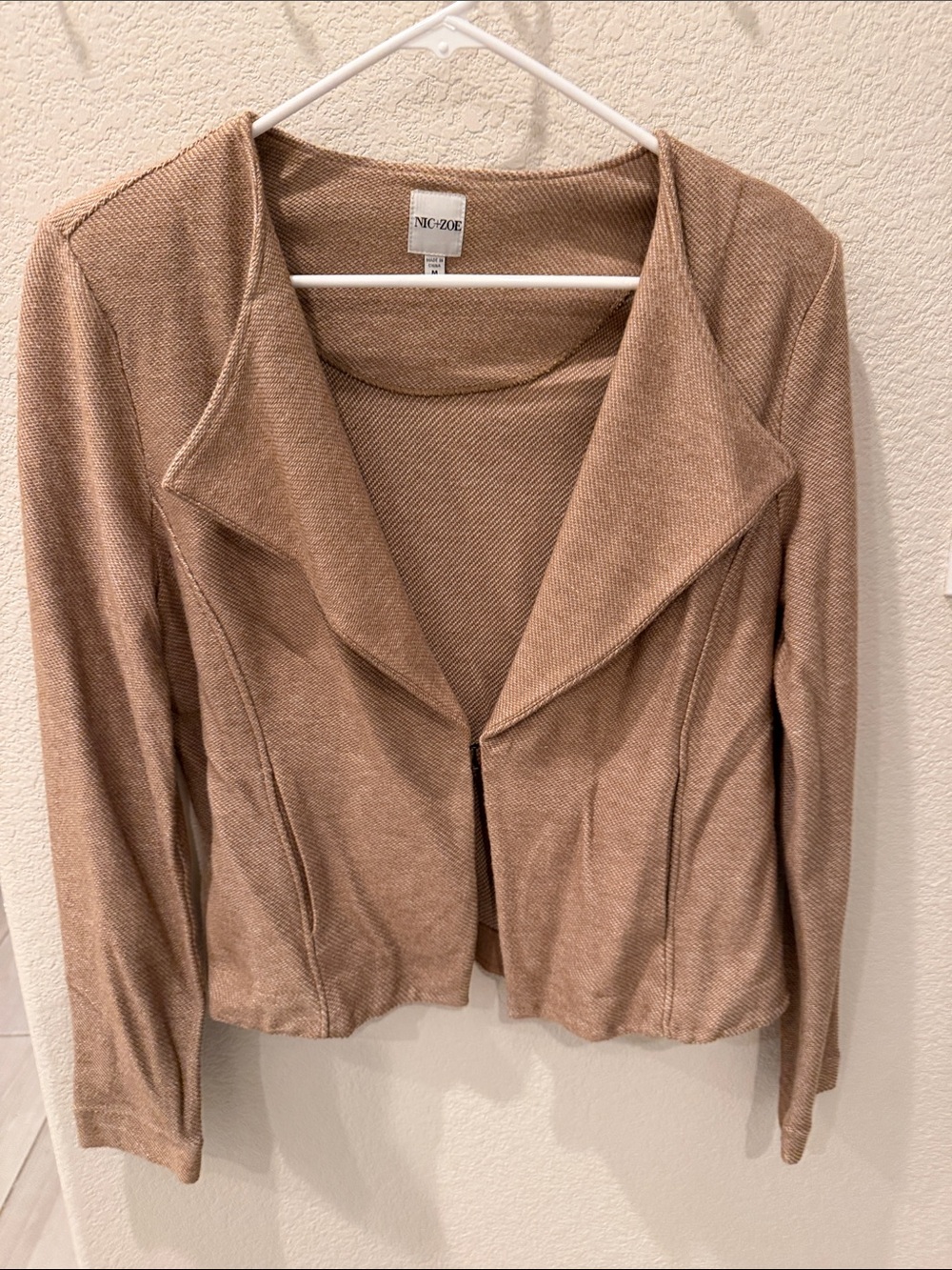 NIC+ZOE Light Beige Open-Front Knit Cardigan